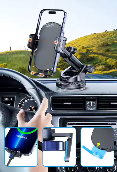 2025 Factory Rotatable Suction Car Mount Vent Windshield Dashboard Mobile Car Phone Holder