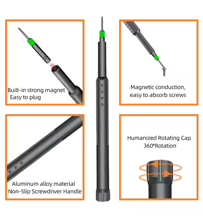 Fanttik E1 MAX 3.7V Mini Electric Screwdriver 50-in-1 Magnetic Bits 5/32''Hex Magnetic Storage, Repair Tool Set for Phone Camera Laptop - Hardware