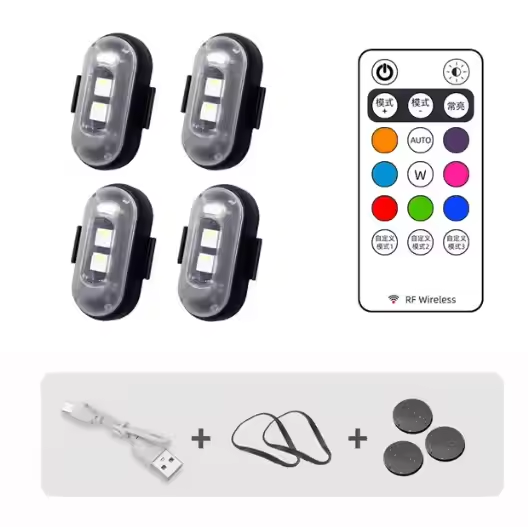 RGB LED Remote Sensing Aircraft Strobe Light Motorcycle Light Seven Color LED Flash Position Wireless Light