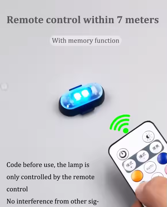 RGB LED Remote Sensing Aircraft Strobe Light Motorcycle Light Seven Color LED Flash Position Wireless Light